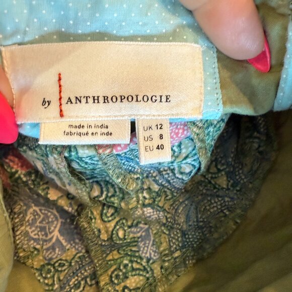 ANTHROPOLOGIE Zosime Halter Green Floral Maxi Dress Boho Size 8 NWOT - Picture 4 of 4